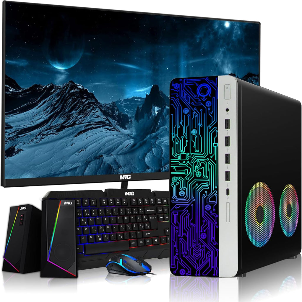 HP G4 Desktop Computer PC AMD Pro A10-9700 R7, 8GB & 16GB RAM, 256GB 512GB 1TB SSD, 24 Inch, RGB Speaker, RGB Keyboard with AI-Enabled Copilot Key, Mouse, 2X RGB Fan, Wi-Fi, Win 10 Pro (Renewed)