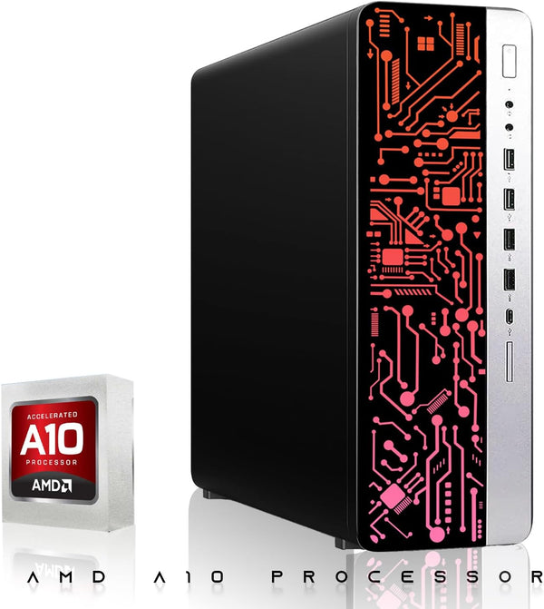 HP G4 Desktop Computer PC AMD Pro A10-9700 R7, 8GB & 16GB RAM, 256GB 512GB 1TB SSD, 27 Inch Curve, RGB Speaker, RGB Keyboard with AI-Enabled Copilot Key, Mouse, 2X RGB Fan, Wi-Fi, Win 10 Pro (Renewed)