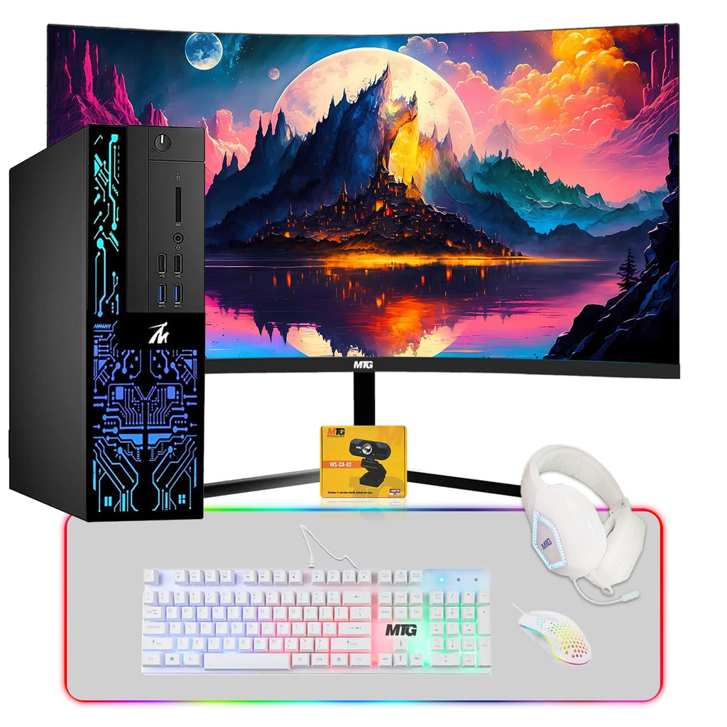 Restored TechMagnet Gaming PC Desktop,Intel Core i3-6100,Siwa 6,GT-1030 4GB DDR4,16GB RAM,480GB SSD + 2TB HDD,New MTG 24 Inch Curved Monitor,Gaming Kit,Windows 11 Pro (Renewed)