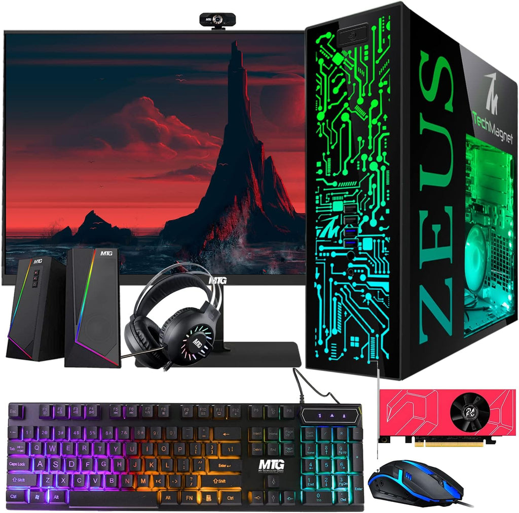 Gaming Desktop PC, Intel i7 4th Gen, TechMagnet Zeus Pro 4, AMD RX 6400, 16GB RAM ARGB, RGB Kit, Win 10 Pro ( Renewed),