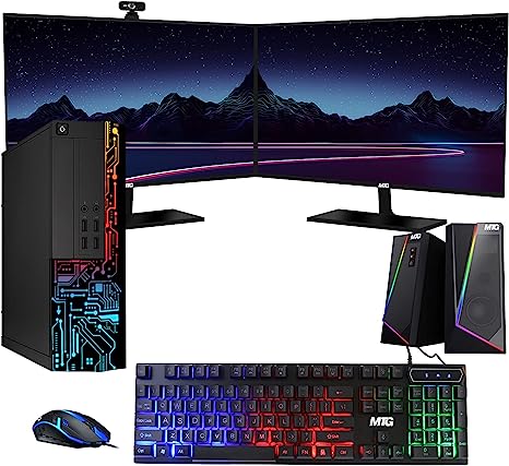 Computer Desktop PC, Intel Core i5, TechMagnet Siwa 3, MTG RGB Keyboard Mouse, RGB Speaker with Webcam, WiFi, Windows 10 Pro (Renewed)