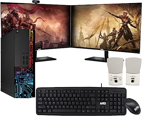 Computer Desktop PC, TechMagnet Siwa 3, MTG USB Wired Keyboard Mouse, Speaker with Webcam, WiFi, Windows 10 Professional (Renewed)