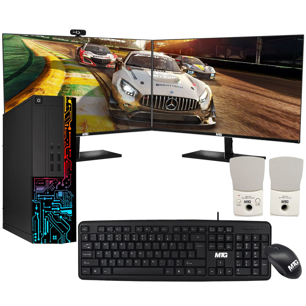 Restored Computer Desktop PC,Intel Core i5,Siwa 8,8GB RAM,128GB SSD Boot + 500 GB HDD,Dual 27 Inch Monitor,MTG USB Wired Keyboard Mouse,Speaker with Webcam,WiFi,Win 11 Home (Renewed)