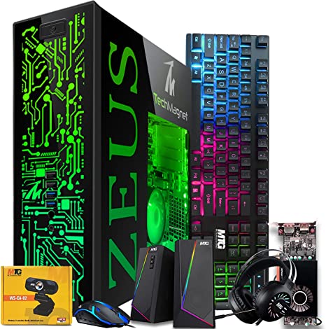 TechMagnet Zeus Pro 6, RX 550, Intel i5 6th gen 16GB ARGB RAM, Keyboard Mouse, Speaker, Headphone, Webcam, Win 10 Pro (Renewed)