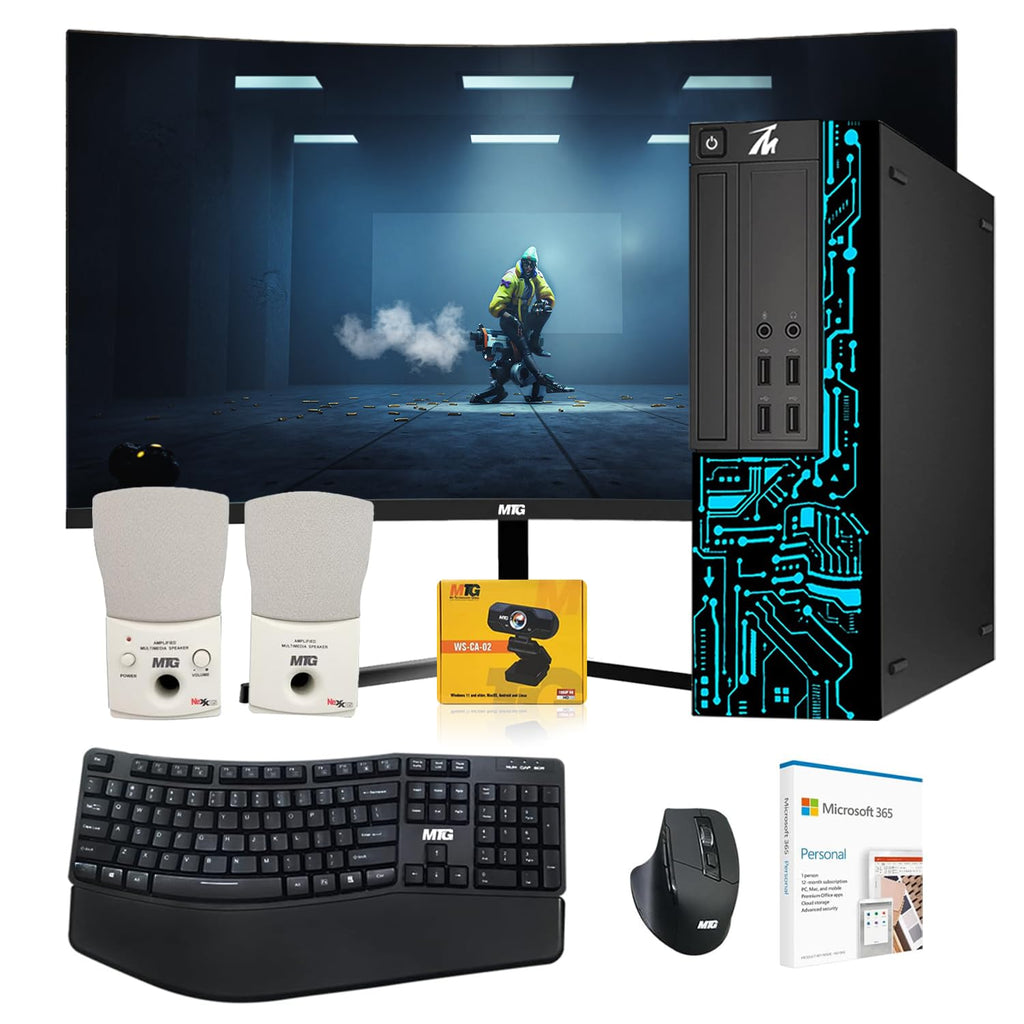 Restored Computer Desktop PC,Intel Core i5,Siwa 8,8GB RAM,128GB SSD Boot + 500 GB HDD,27 Inch Monitor,MTG Wireless Ergonomic Keyboard Mouse,Speaker,Webcam,WiFi,Win 11 Home (Renewed)