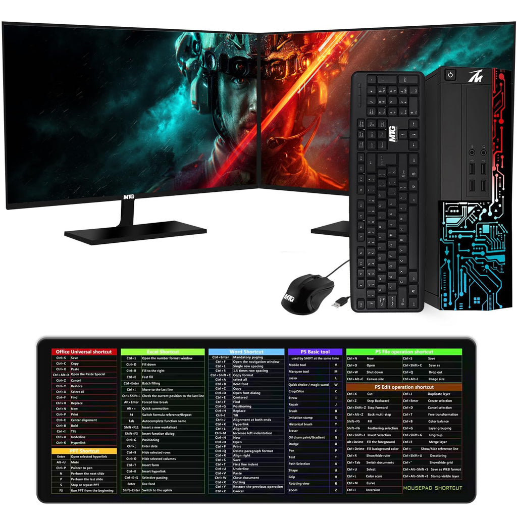 Restored TechMagnet Computer Desktop PC,Intel Core i5,Siwa 8,8GB RAM,128GB SSD Boot + 1TB HDD,27 Inch Monitor,USB Wired Keyboard Mouse,XL Cheatsheet Desk Pad,WiFi,Win 11 Home (Renewed)
