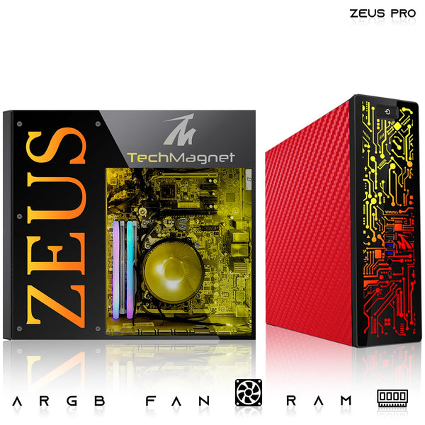 TechMagnet Gaming Desktop PC, Intel i5 6th Gen, Zeus Pro 6, GT 1030 2GB DDR5, 16GB RAM ARGB, 256GB SSD + 1TB HDD, RGB Kit, Windows 11 Pro (Refurbished)