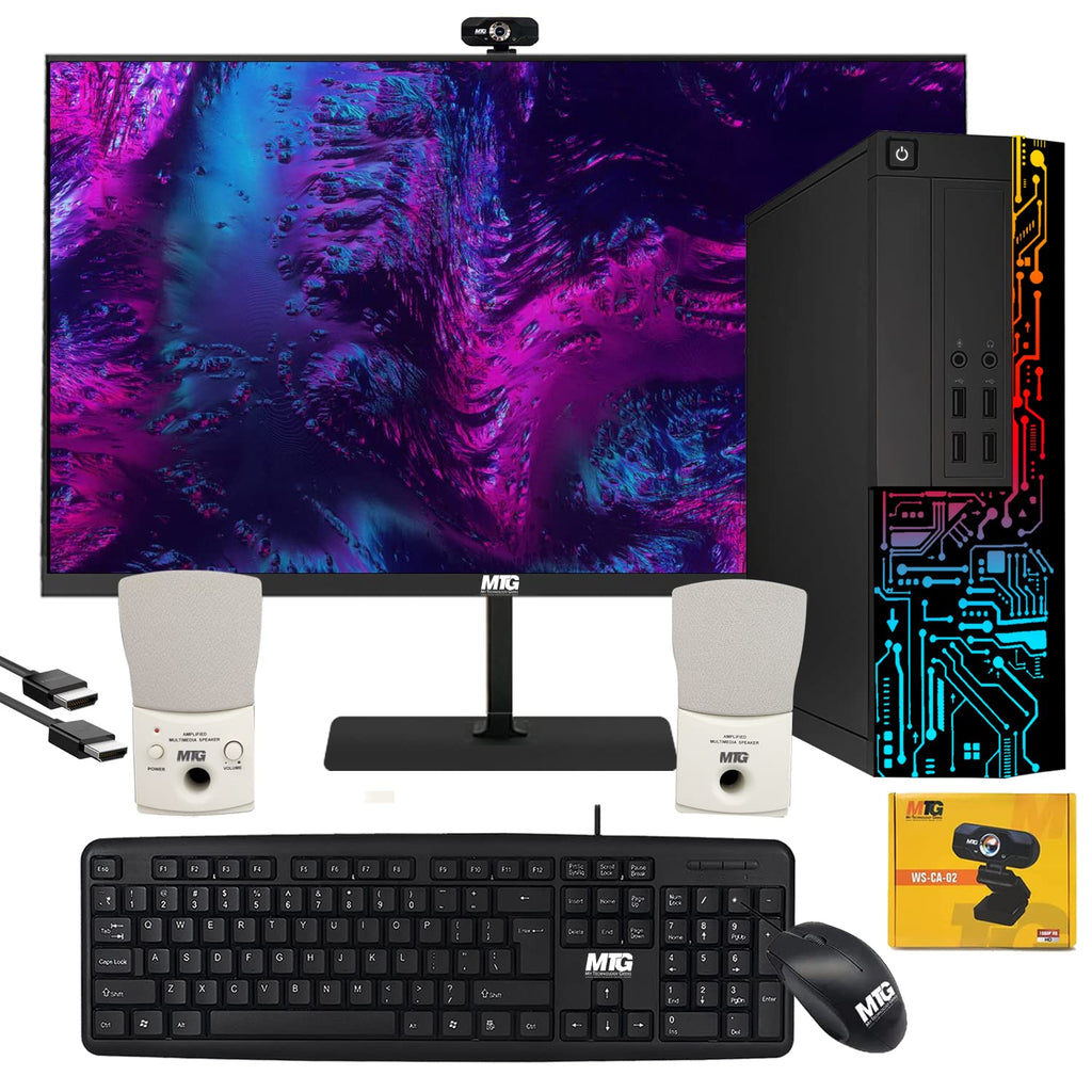 Restored Computer Desktop PC,Intel Core i5,Siwa 8,8GB RAM,128GB SSD Boot + 500 GB HDD,Dual 27 Inch Monitor,MTG USB Wired Keyboard Mouse,Speaker with Webcam,WiFi,Win 11 Home (Renewed)