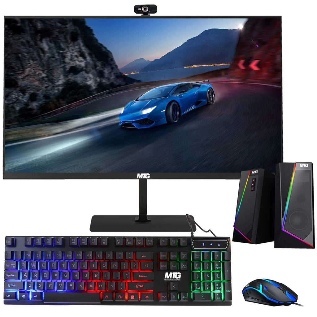 Restored TechMagnet All in one Desktop Computer,Cheetah 4,Intel Core i5 4th Gen 2.5 GHz,8GB DDR3,120GB SSD,27 inch LED Monitor,MTG RGB Keyboard Mouse,RGB Speaker and Webcam,Windows 11 Pro (Renewed)