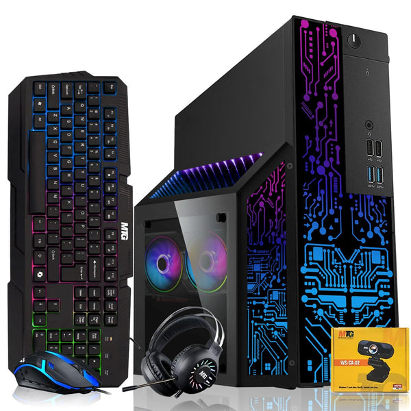 Restored TechMagnet Nova Desktop PC Bundle,Core i7 32GB RAM 1TBSSD 24 inch Curved Monitor GTX 1660S Graphic RGB Keyboard with AI-Enabled Copilot Key Mouse Headphones Webcam Windows11 Pro(Renewed)