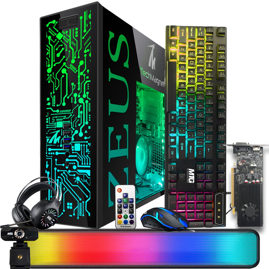TechMagnet Gaming Desktop PC, Intel i5 6th Gen, Zeus Pro 6, GT 1030, 32GB RAM ARGB, 256GB SSD + 1TB HDD, RGB Front Panel 385 Patterns, RGB Kit, Windows 11 Pro (Refurbished)