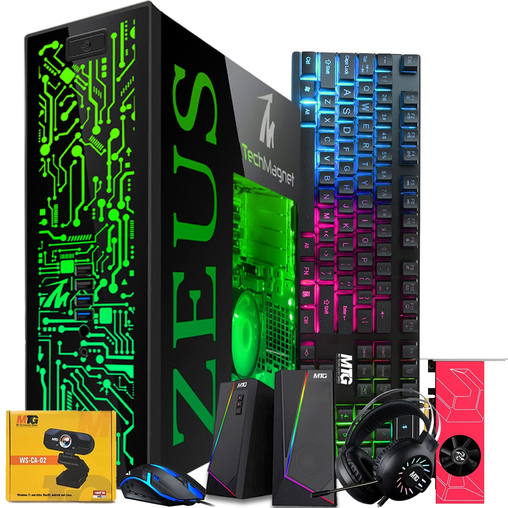 TechMagnet Gaming Desktop PC, Intel i7 6th Gen, Zeus Pro 6, AMD RX 6400, 8GB RAM ARGB, 256GB SSD + 1TB HDD, RGB Front Panel 385 Patterns, RGB Kit, Windows 11 Pro (Refurbished)