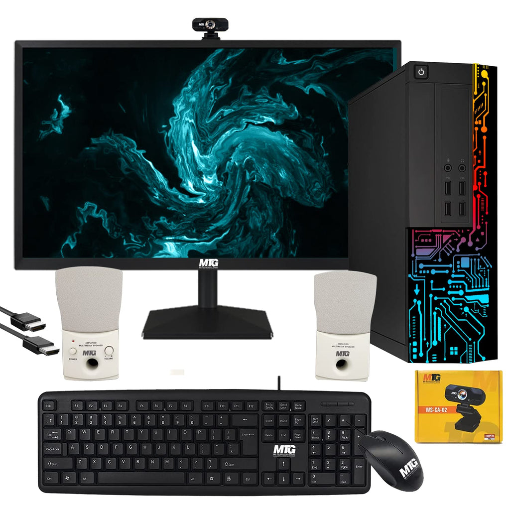 Restored Computer Desktop PC,Intel Core i5,Siwa 8,8GB RAM,128GB SSD Boot + 500 GB HDD,Dual 27 Inch Monitor,MTG USB Wired Keyboard Mouse,Speaker with Webcam,WiFi,Win 11 Home (Renewed)