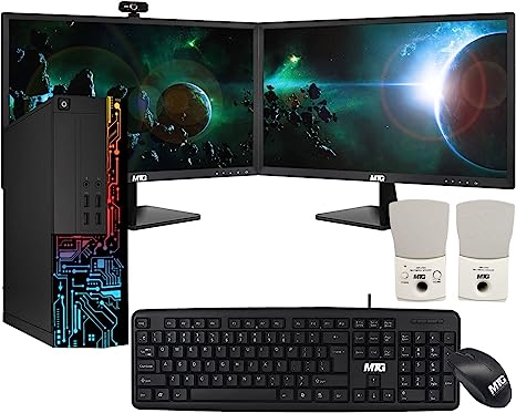 Computer Desktop PC, TechMagnet Siwa 3, MTG USB Wired Keyboard Mouse, Speaker with Webcam, WiFi, Windows 10 Professional (Renewed)