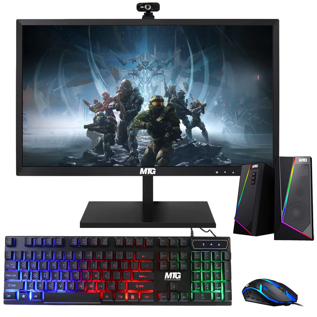 Restored TechMagnet All in one Desktop Computer,Cheetah 4,Intel Core i5 4th Gen 2.5 GHz,8GB DDR3,120GB SSD,27 inch LED Monitor,MTG RGB Keyboard Mouse,RGB Speaker and Webcam,Windows 11 Pro (Renewed)
