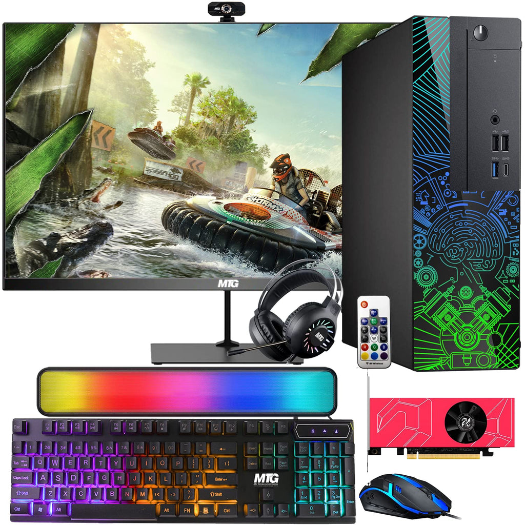 Restored Lumos 8 Gaming Desktop PC,Intel Core i5 8th Gen,AMD RX 6400 4GB DDR6,8GB RAM,512GB SSD + 2TB HDD,27 Inch 165hz Gaming Monitor,PCI-E Bluetooth | Wi-Fi,RGB Kit,Win 11 Home (Renewed)