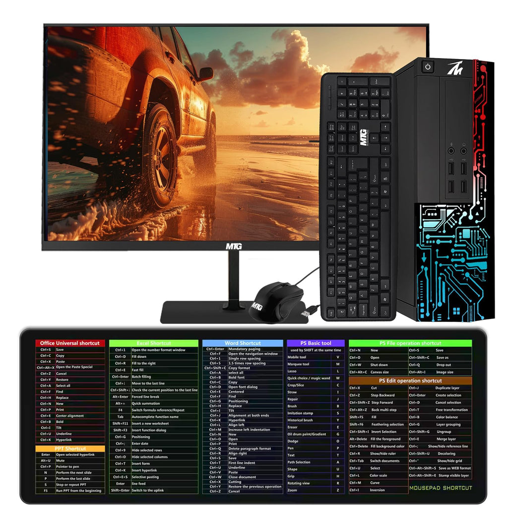 Restored TechMagnet Computer Desktop PC,Intel Core i5,Siwa 8,8GB RAM,128GB SSD Boot + 1TB HDD,27 Inch Monitor,USB Wired Keyboard Mouse,XL Cheatsheet Desk Pad,WiFi,Win 11 Home (Renewed)