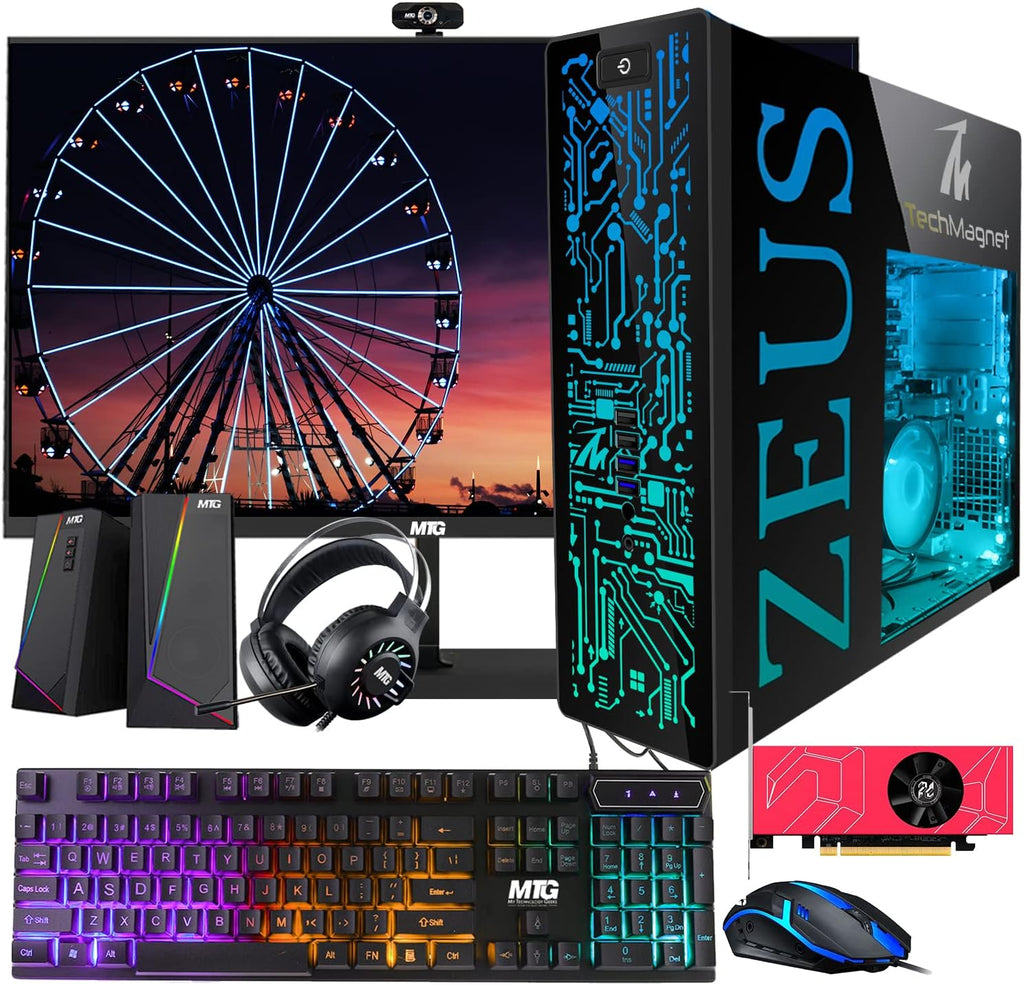 Gaming Desktop PC, Intel i5 4th Gen, TechMagnet Zeus Pro 4, GT 1030, 16GB RAM ARGB, RGB Kit, Win 10 Pro ( Renewed),