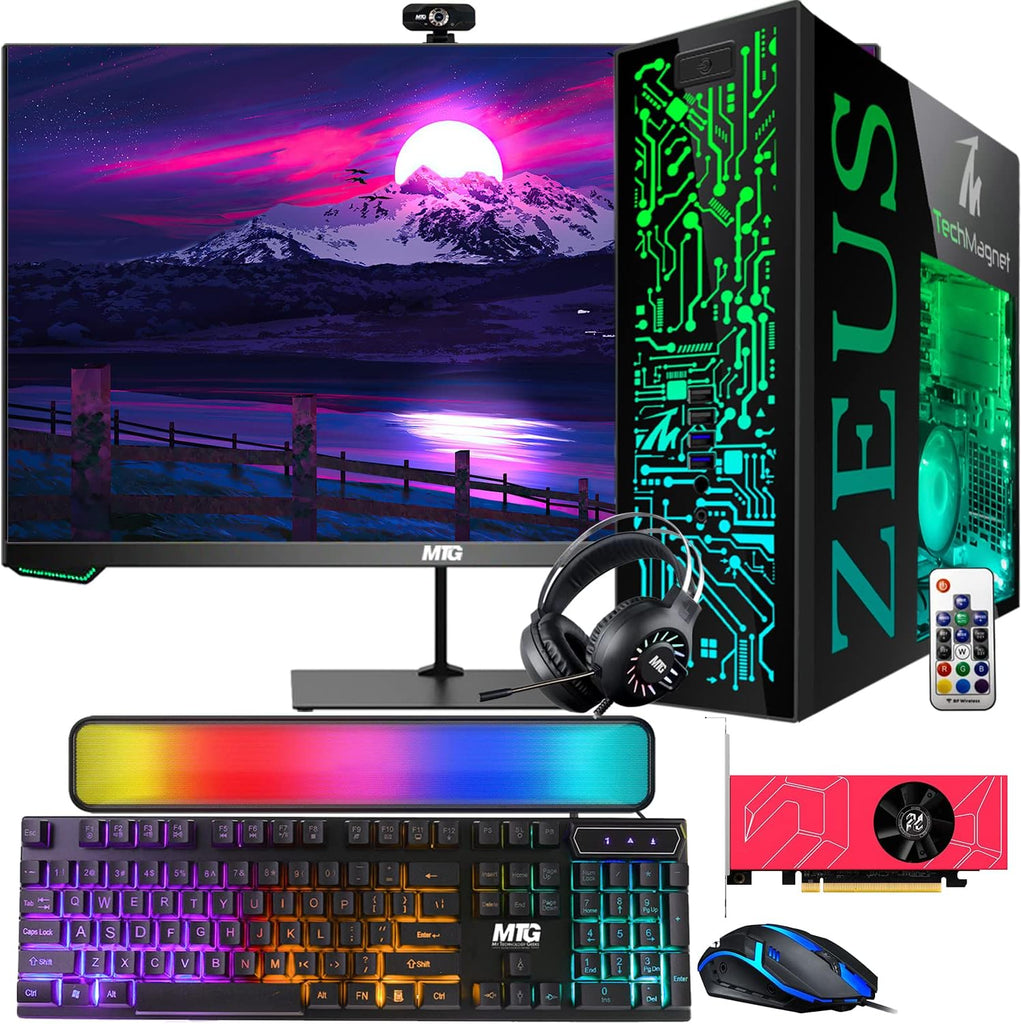 TechMagnet Gaming Desktop PC, Intel i7 4th Gen, Zeus Pro 4, AMD RX 6400, 16GB RAM ARGB, RGB Kit Sound bar, Win 10 Pro (Renewed),