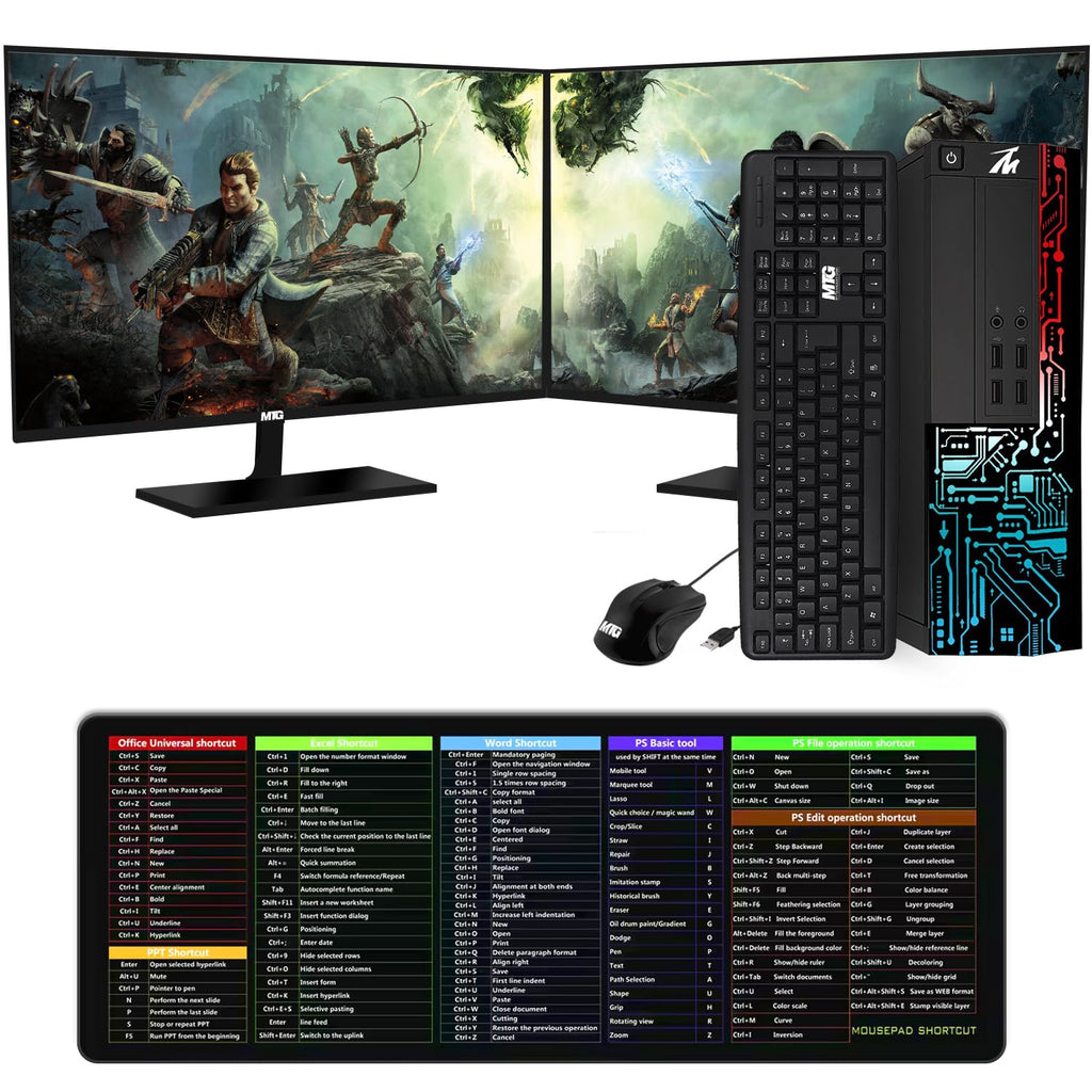 Restored TechMagnet Computer Desktop PC,Intel Core i5,Siwa 8,8GB RAM,128GB SSD Boot + 1TB HDD,27 Inch Monitor,USB Wired Keyboard Mouse,XL Cheatsheet Desk Pad,WiFi,Win 11 Home (Renewed)