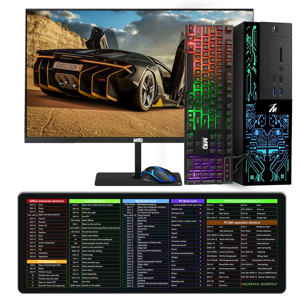 Restored Computer Desktop PC,Intel Core i5-6500,TechMagnet Siwa 6,16GB RAM,240GB SSD (Fast Boot),1TB HDD,RGB Keyboard Mouse,WiFi,22 inch Monitor,Windows 10 Professional (Renewed)