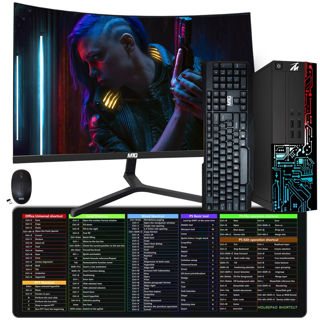 Restored TechMagnet Computer Desktop PC,Intel Core i5,Siwa 8,16GB RAM,128 GB Boot + 2TB HDD,New Dual 24 Inch Curved Monitor,Wireless Keyboard Mouse,XL Cheatsheet Desk Pad,Win 11 Home (Renewed)