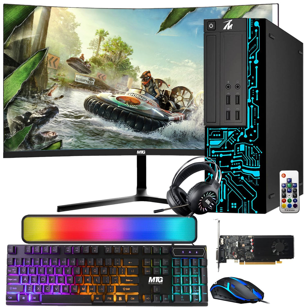 Restored TechMagnet Gaming PC Desktop,Intel Core i7,Siwa 8,GT 1030 4GB DDR4,16GB RAM,240GB SSD + 2TB HDD,New MTG 24 Inch Curved Monitor,RGB Kit,Windows 11 Pro (Renewed)