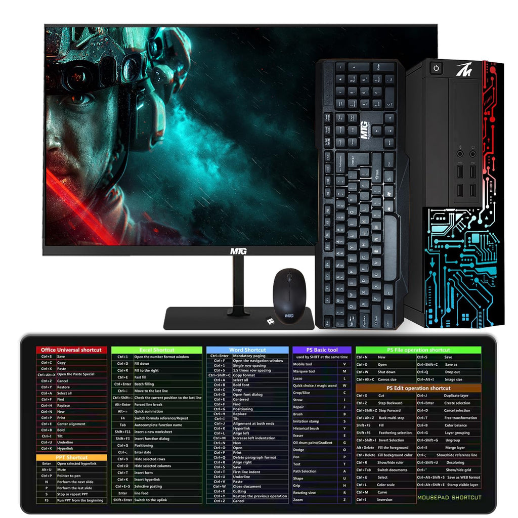 Restored TechMagnet Computer Desktop PC,Intel Core i5,Siwa 8,8GB RAM,128 GB Boot + 500 GB HDD,27 Inch Monitor,Wireless Keyboard Mouse,XL Cheatsheet Desk Pad,WiFi,Win 11 Home (Renewed)
