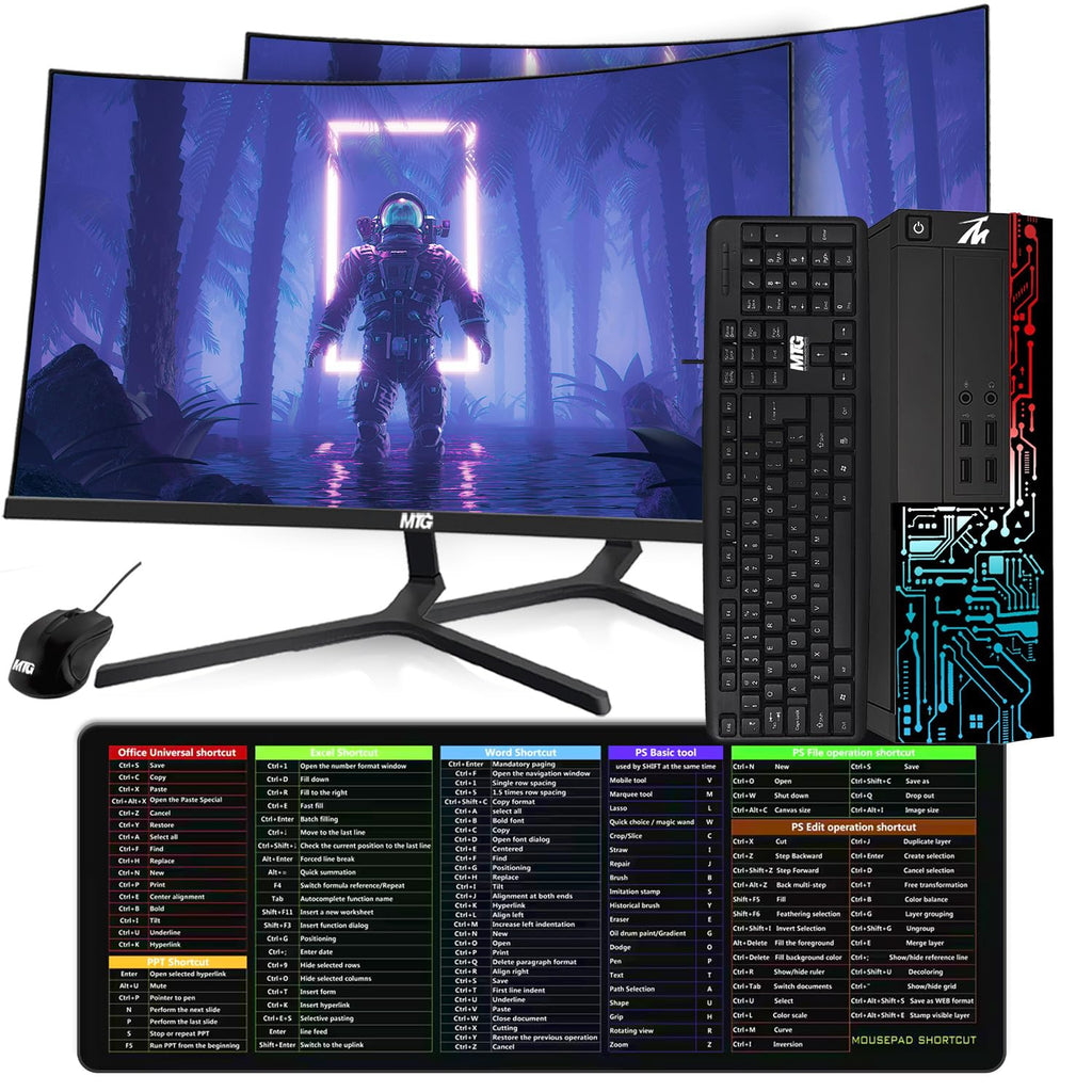Restored TechMagnet Computer Desktop PC,Intel Core i5,Siwa 8,8GB RAM,128GB SSD Boot + 1TB HDD,27 Inch Monitor,USB Wired Keyboard Mouse,XL Cheatsheet Desk Pad,WiFi,Win 11 Home (Renewed)