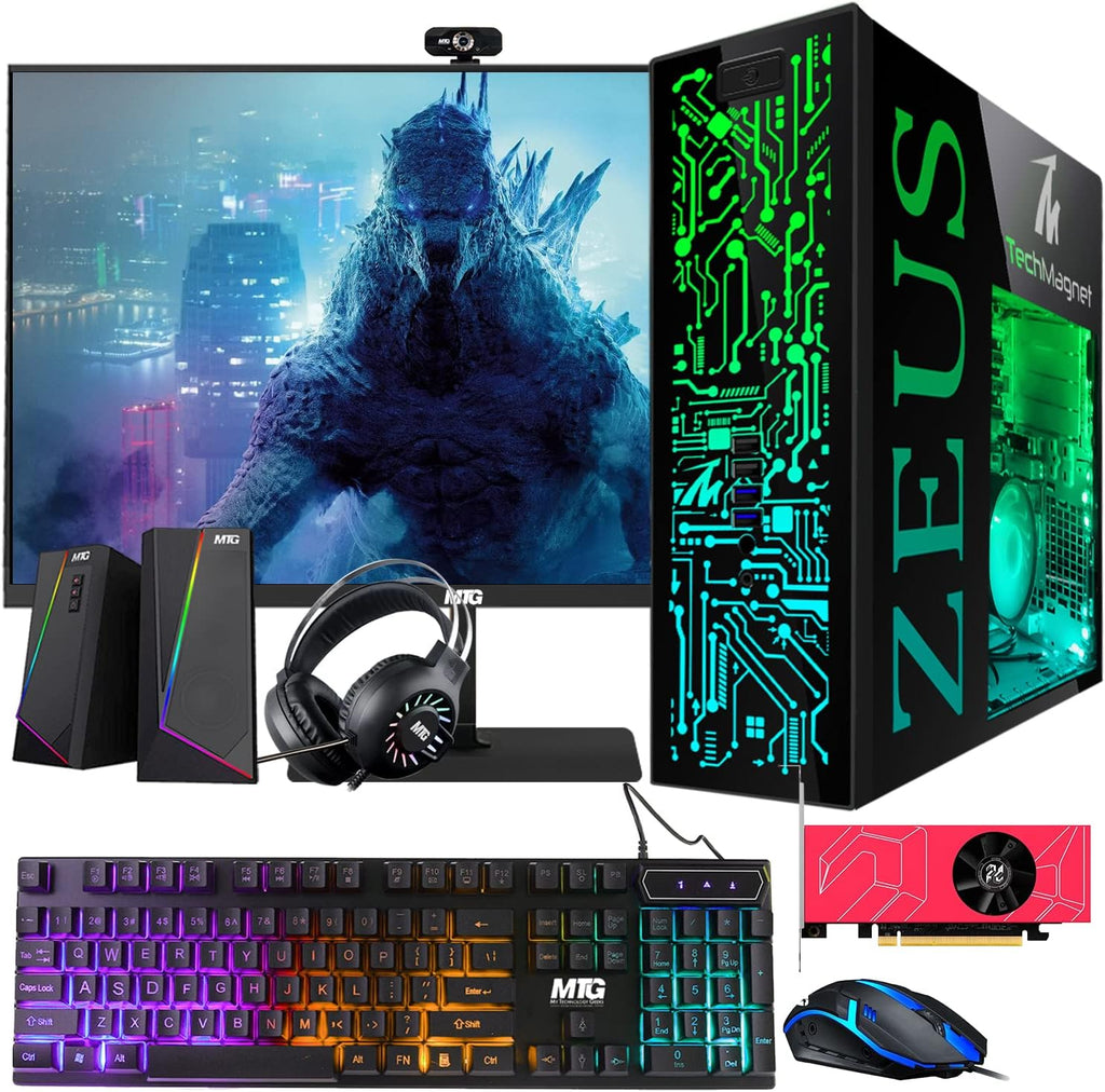 Gaming Desktop PC, Intel i7 4th Gen, TechMagnet Zeus Pro 4, AMD RX 6400, 8GB RAM ARGB, RGB Kit, Win 10 Pro ( Renewed),