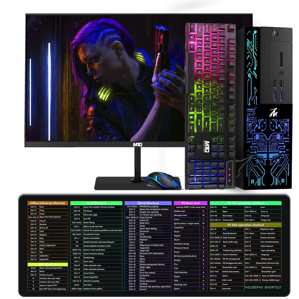 Restored Computer Desktop PC,Intel Core i5-6500,TechMagnet Siwa 6,16GB RAM,240GB SSD (Fast Boot),1TB HDD,RGB Keyboard Mouse,WiFi,22 inch Monitor,Windows 10 Professional (Renewed)