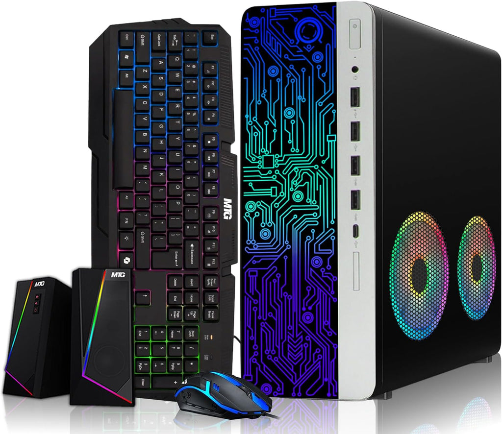 HP G4 Desktop Computer PC AMD Pro A10-9700 R7, 8GB & 16GB RAM, 256GB 512GB 1TB SSD, Only CPU, RGB Speaker, RGB Keyboard with AI-Enabled Copilot Key, Mouse, 2X RGB Fan, Wi-Fi, Win 10 Pro (Renewed)